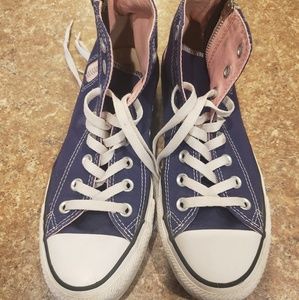 Pink and Blue High top converse